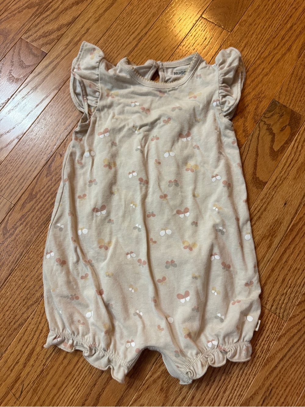 Baby Girls Pink Cream Cherry-Print One-Piece Bodysuit